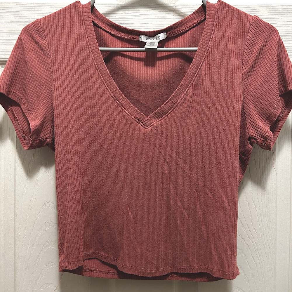 Pink V-Neck Crop Top